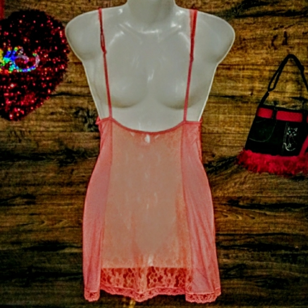 Victoria's Secret Nightie Size S Coral Lace Panel - Picture 3 of 11